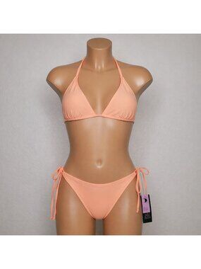 Wild Fable Peach Bikini Set XL Adjustable Straps Tie-Side Bottoms